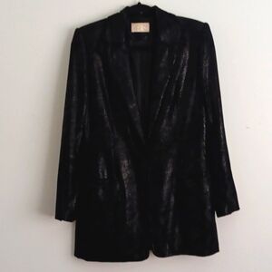 Cache Black Velvet Blazer S/M 4 Croc Embossed Baddie Whimsigoth Jacket
